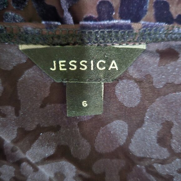 Y2K Blue Leopard Flocked Velvet Burnout Sheer Mesh Top Size M V Neck - Picture 10 of 11